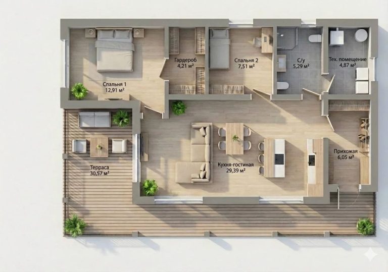 Дом с плоской кровлей в Жюльверне — 117 м² — фото 5